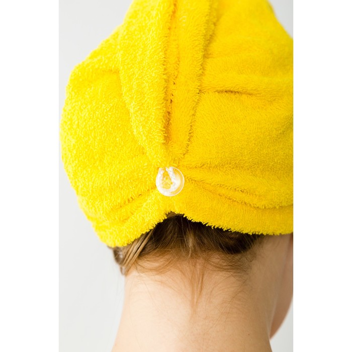 Набор для сауны "Экономь и Я" парео 68*150см+чалма махра, цв. жёлтый, 340 г/м2, хл.100%