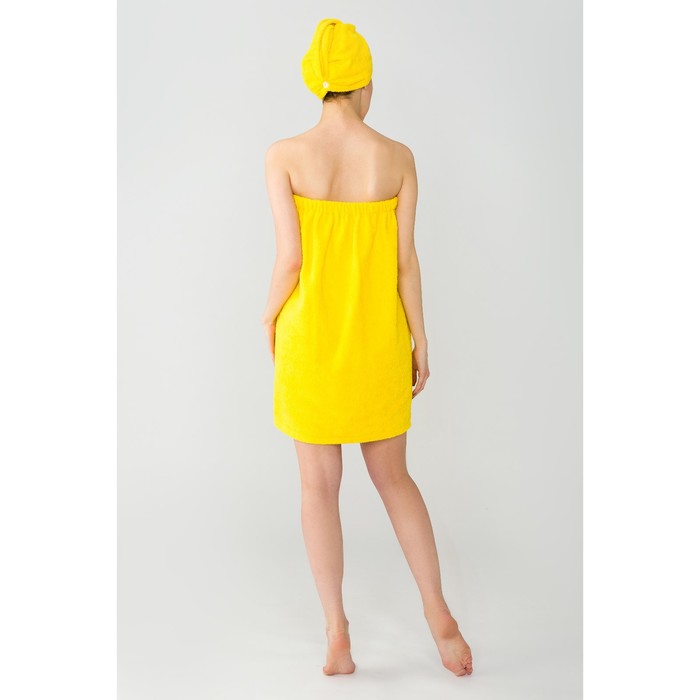 Набор для сауны "Экономь и Я" парео 68*150см+чалма махра, цв. жёлтый, 340 г/м2, хл.100%