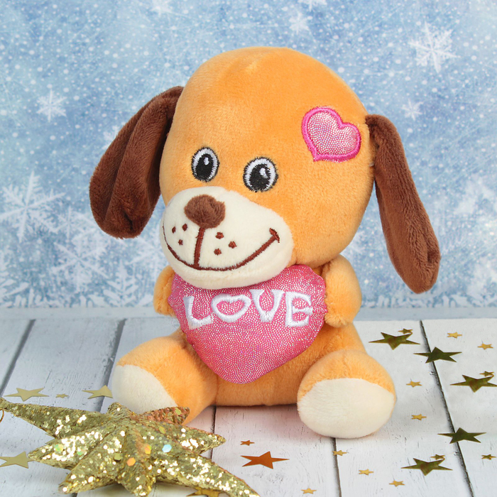 Мягкая игрушка "Пёсик с сердечками"