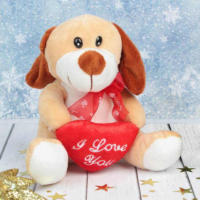 Мягкая игрушка "Собачка" с сердцем и ленточкой