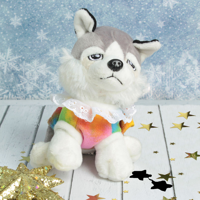 Мягкая игрушка "Серый пёсик" в платье