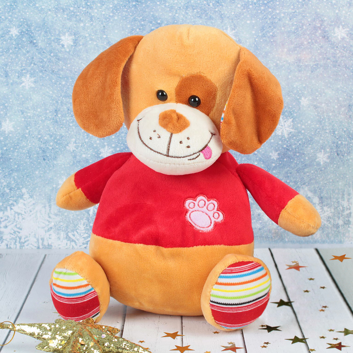 Мягкая игрушка "Шутник", собачка, полосатые пяточки и уши, 19 см
