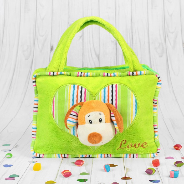 Мягкая сумочка "Улыбающийся песик" в сердце