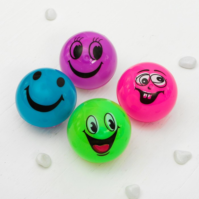 Мяч световой "Рожицы" с водой 6,5 см, цвета МИКС