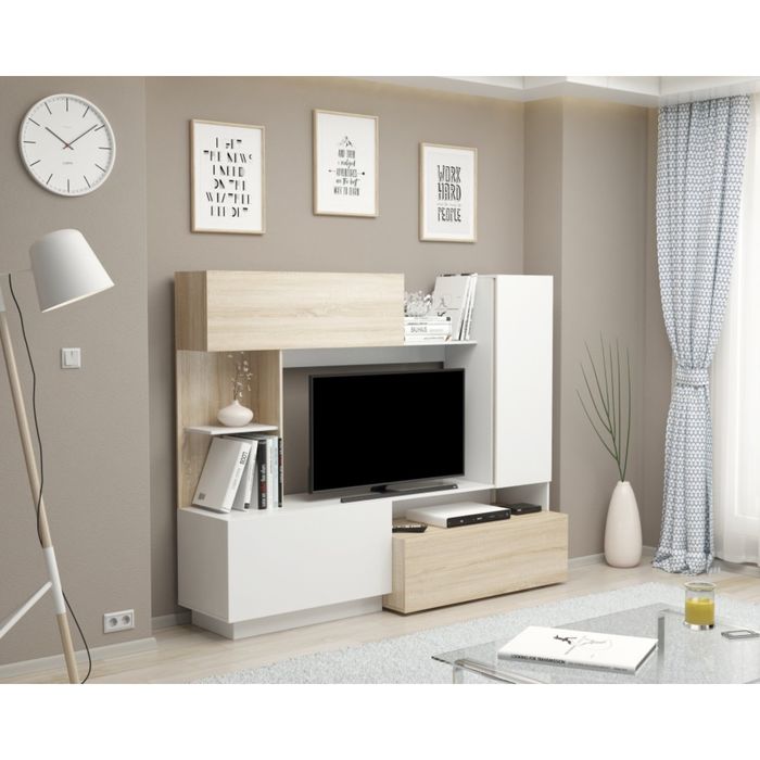 Мини-стенка "Эссен" белый/дуб сонома