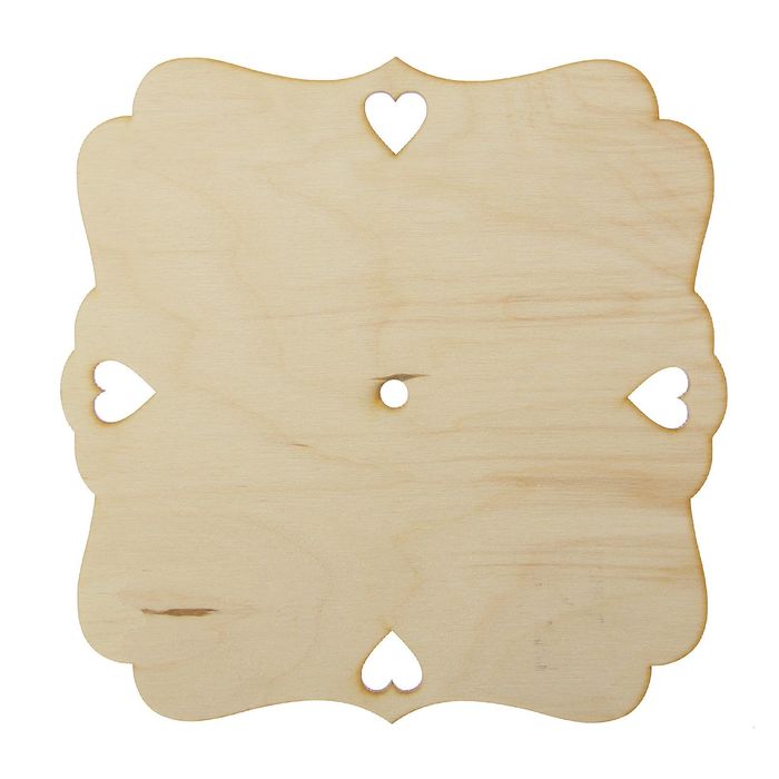 Заготовка для часов из фанеры "Квадрат с сердечками" 22х22х0,4 см