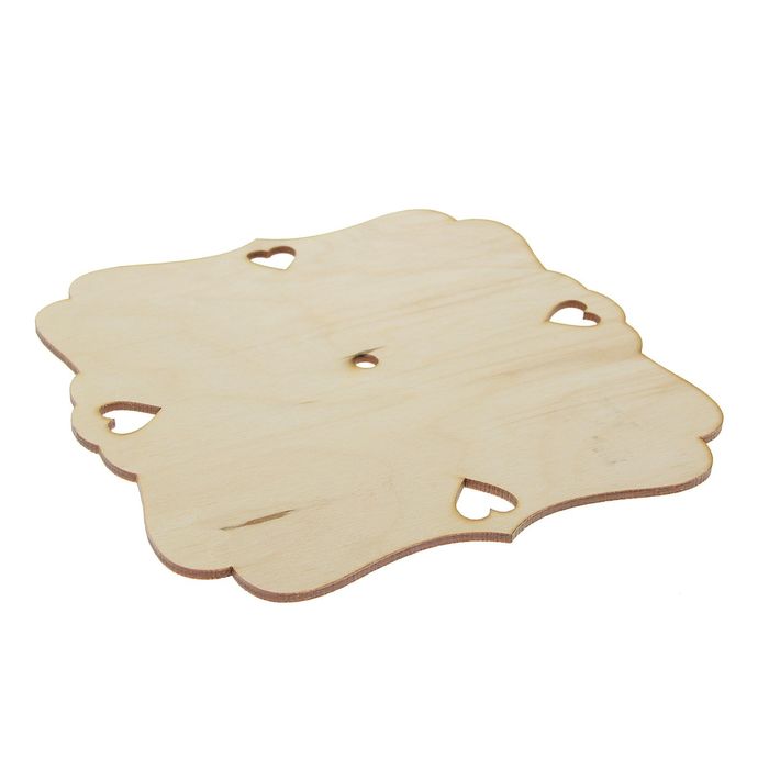 Заготовка для часов из фанеры "Квадрат с сердечками" 22х22х0,4 см