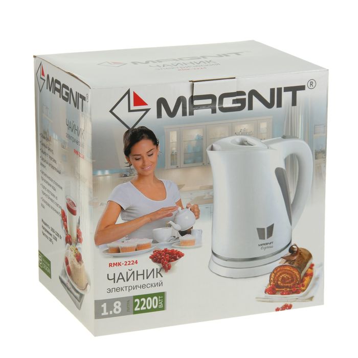 Чайник Magnit RMK-2224, 1.8 л, 2200 Вт, белый