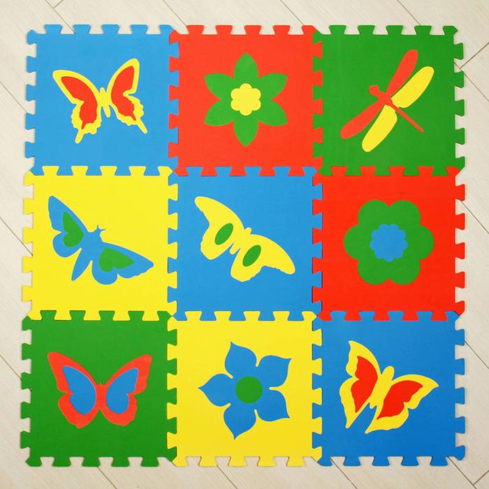 Мягкий пол универсальный «Бабочки», 33 × 33 см