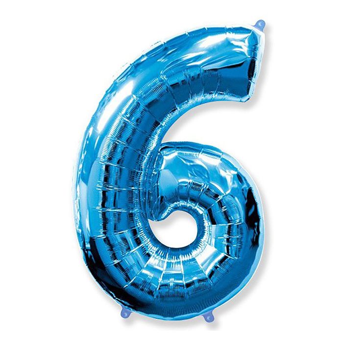 Шар фольгированный 40" Цифра "6" синий