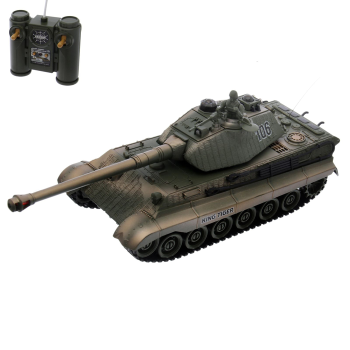 Танк радиоуправляемый "KING TIGER", работает от аккумулятора, световые и звуковые эффекты