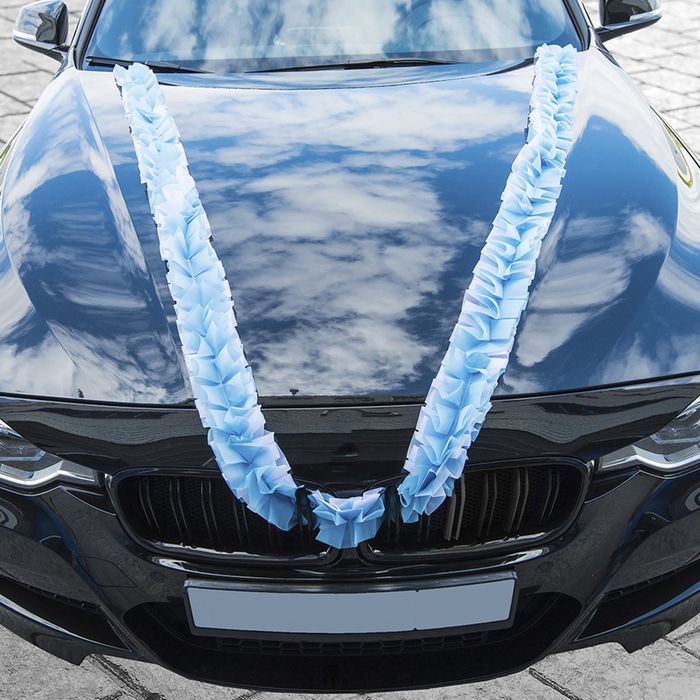 Украшение на капот &quot;Лента спиральная&quot;, белый/голубой