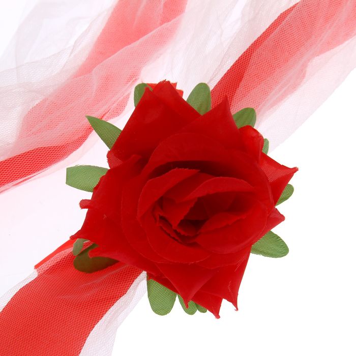 Украшение на капот "Лента перехват с цветами", белый/красный