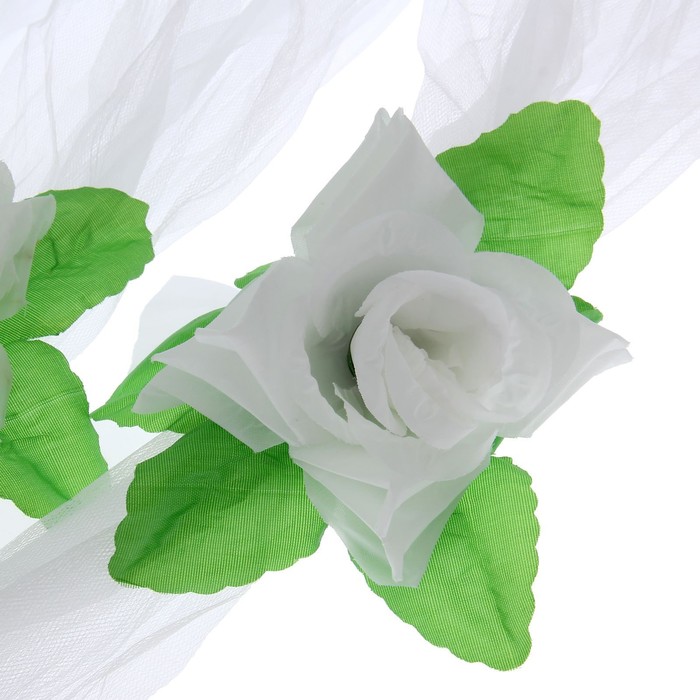 Украшение на капот "Лента перехват с цветами", белое, микс