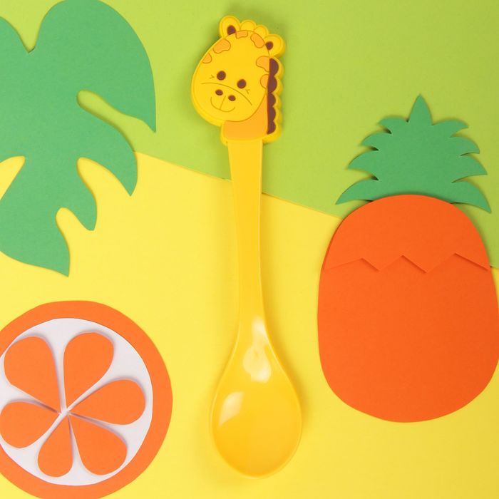 Ложка детская пластиковая «Жирафик» с резиновым элементом, от 5 мес.