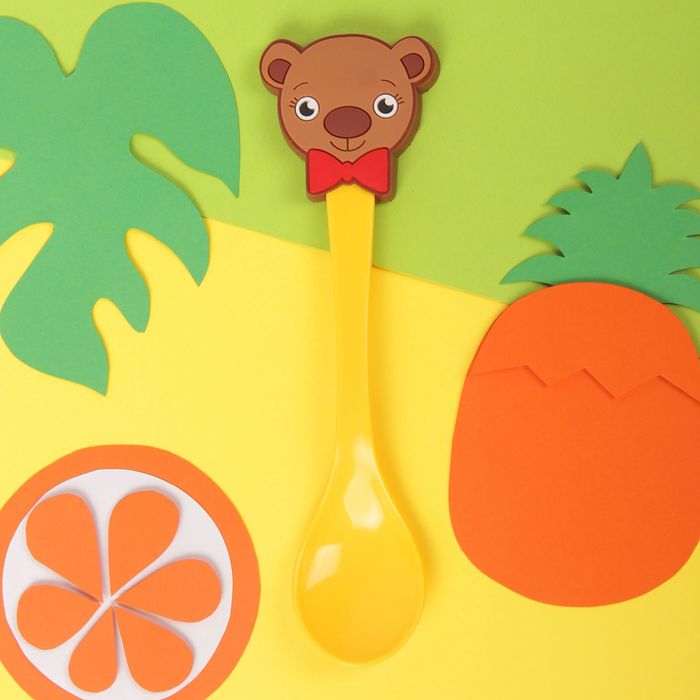 Ложка детская пластиковая «Мишутка» с резиновым элементом, от 5 мес.