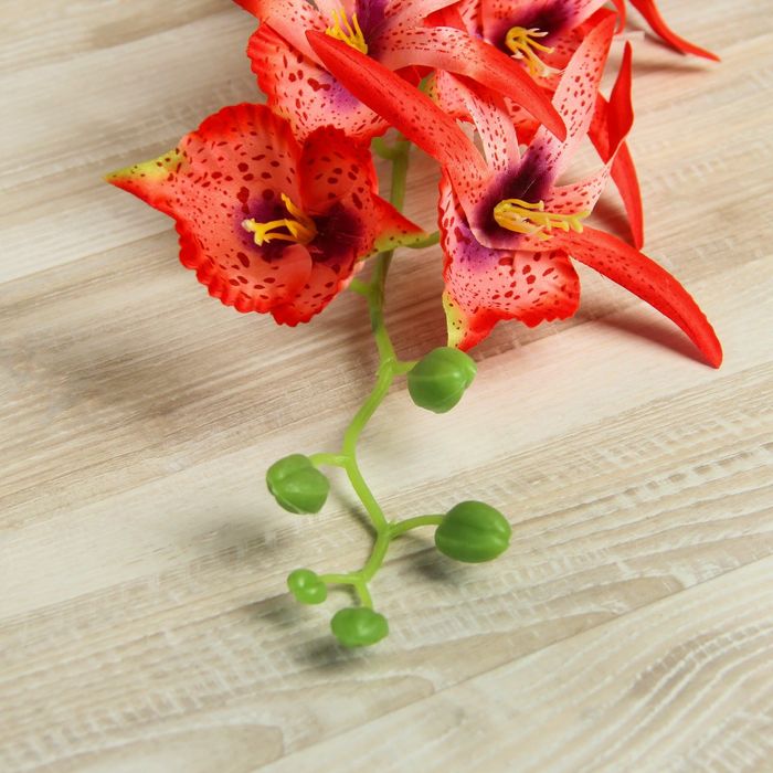 Цветы искусственные "Орхидея Цимбидиум ланцетолистный" 90 см, красная