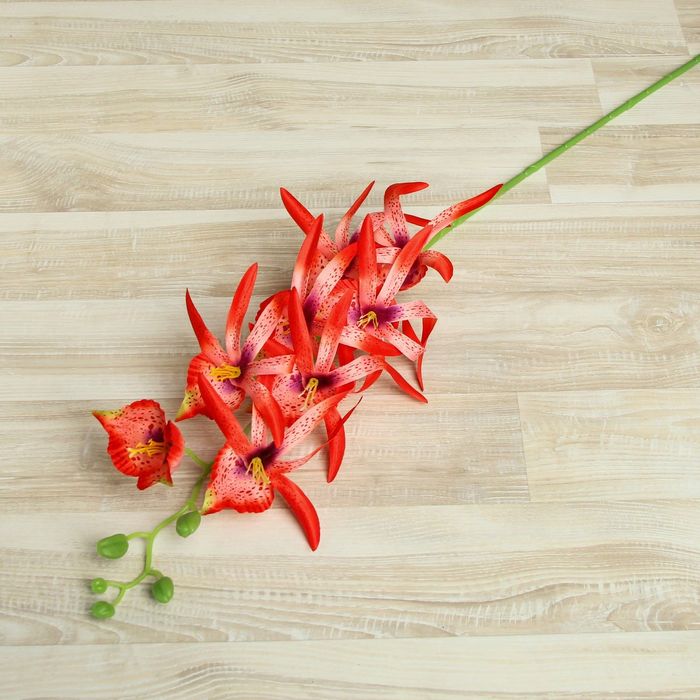 Цветы искусственные "Орхидея Цимбидиум ланцетолистный" 90 см, красная