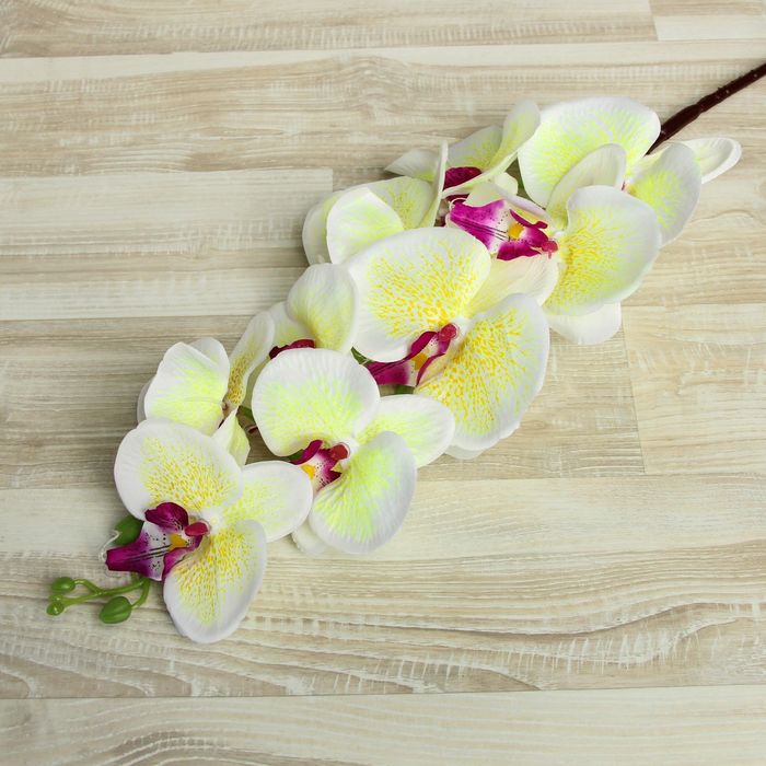 Цветы искусственные "Орхидея Тигровая" 90 см, жёлто-белая