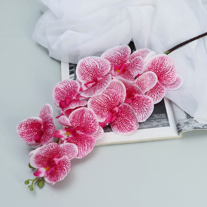 Цветы искусственные Орхидея Тигровая 90 см, красно-белый цветы искусственные орхидея королевская 3 5х28 см белый