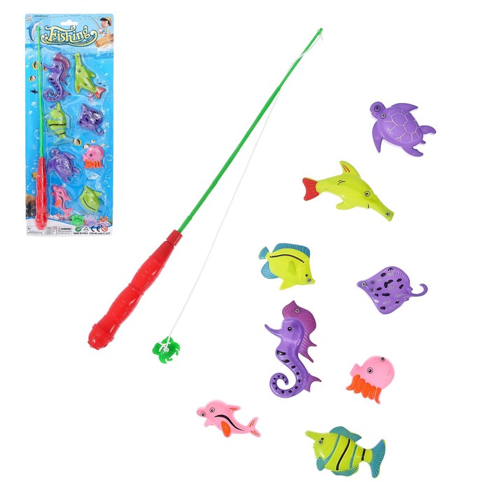 Рыбалка магнитная "Мега улов", удочка, 8 рыбок