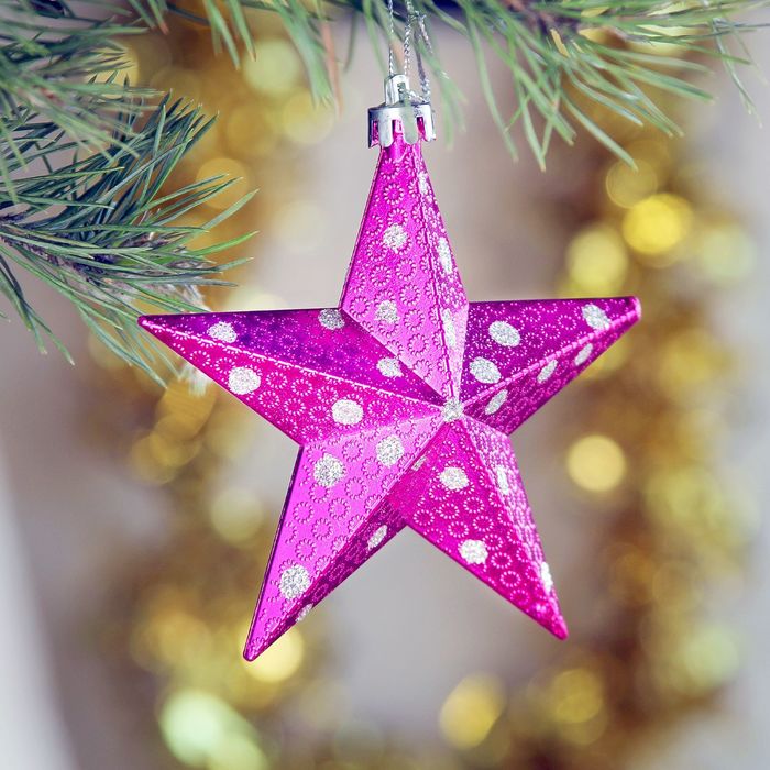 Украшение ёлочное "Звезда в горох" 9*9 см (набор 3 шт)