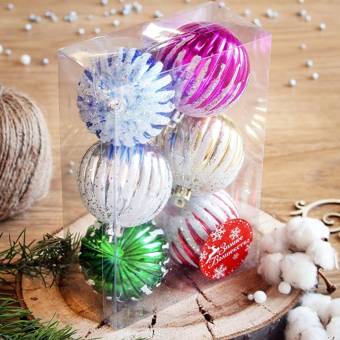 Шары новогодние "Всплеск" d-5,5 см (набор 6 шт)