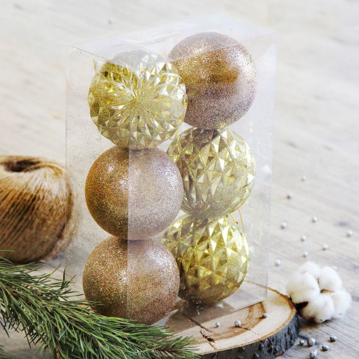 Новогодние шары "Золотая посыпка" (набор 6 шт.)