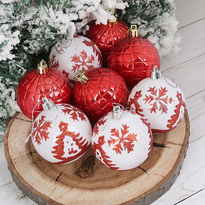 Новогодние шары "Ёлочки" (набор 8 шт.)