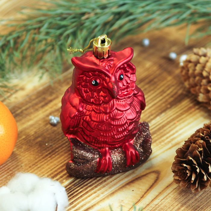 Украшение ёлочное "Совята" красные (набор 2 шт) 5,5*7,5 см