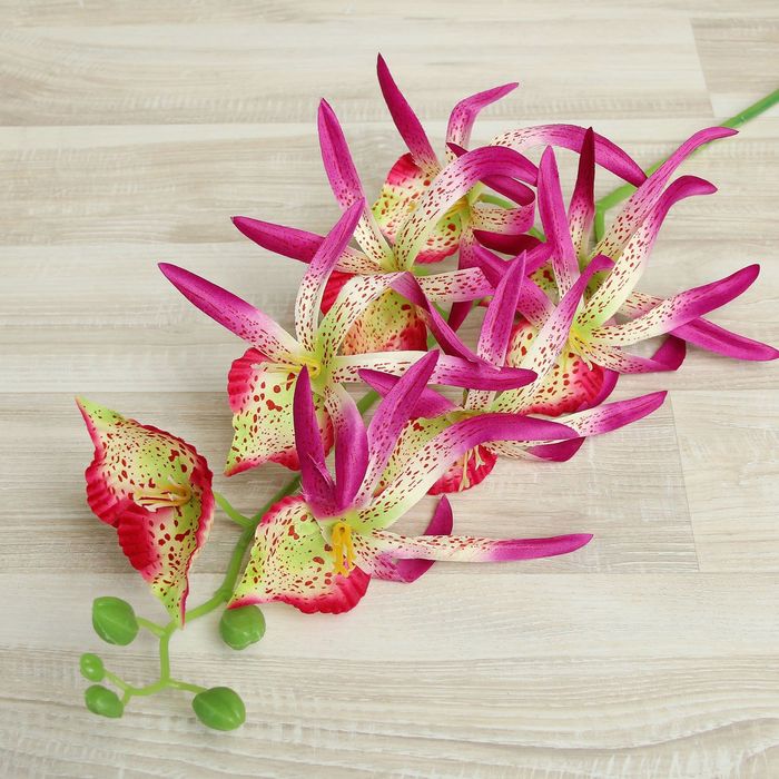 Цветы искусственные "Орхидея Цимбидиум ланцетолистный" 90 см, сиреневая