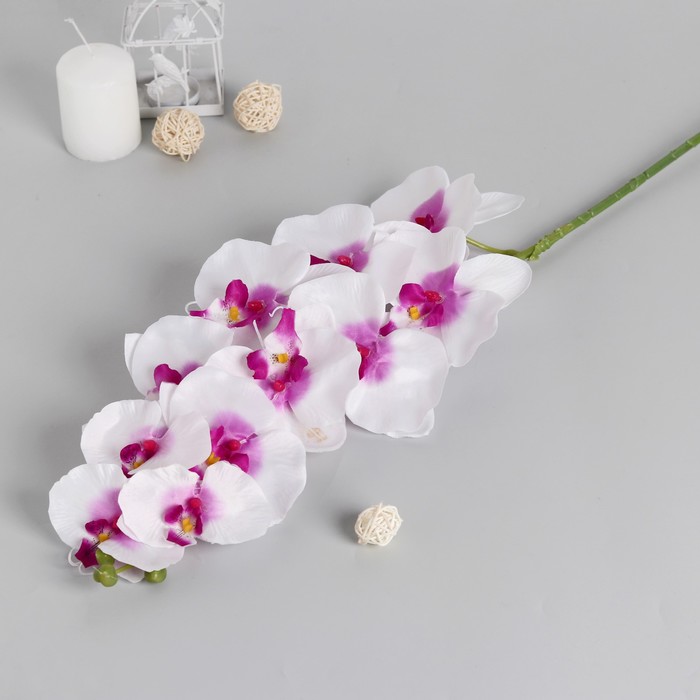 Цветы искусственные Орхидея Галатея 95 см, бело-фиолетовый