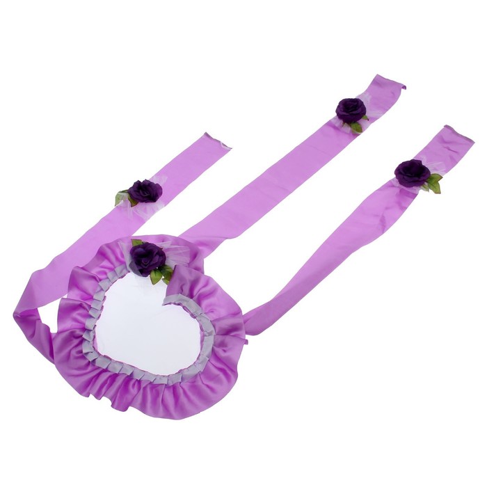 Украшение на капот "Сердце и 3 ленты", сиреневое