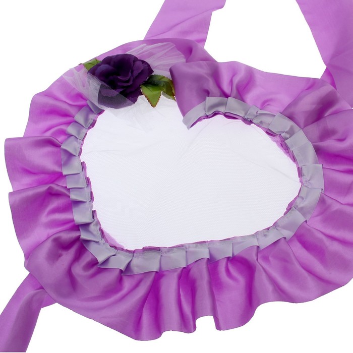 Украшение на капот "Сердце и 3 ленты", сиреневое