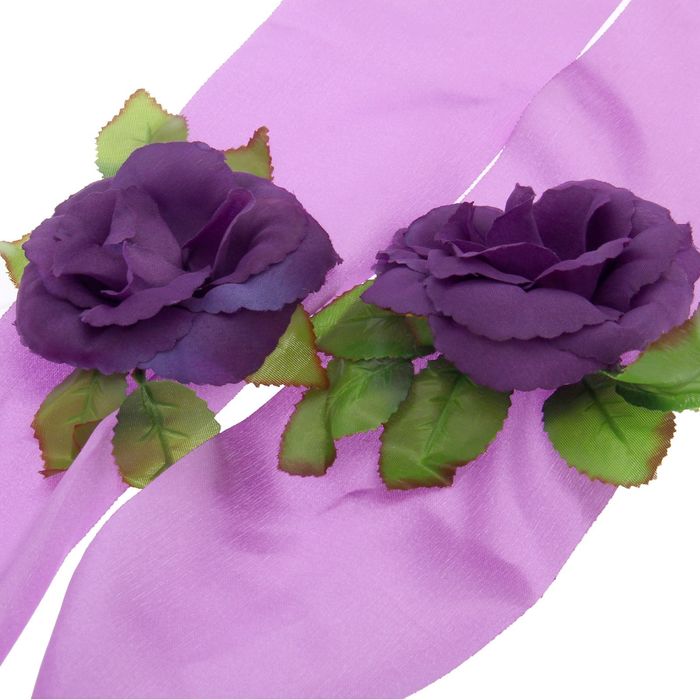 Украшение на капот "Букет и 4 ленты с цветами", сиреневое