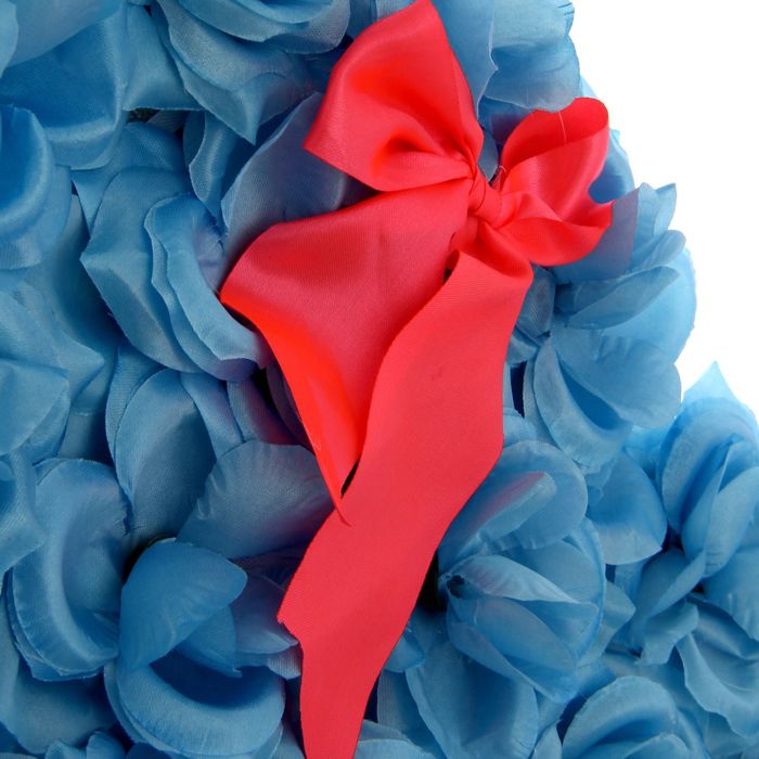 Украшение на капот и радиатор "Два сердца с фатиновой лентой", голубой/розовый