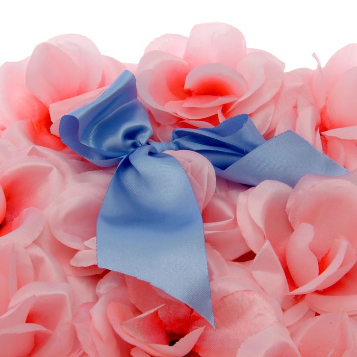 Украшение на капот и радиатор "Два сердца с фатиновой лентой", голубой/розовый