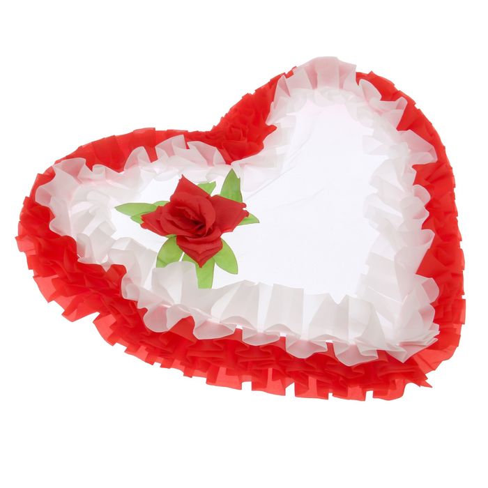 Украшение на капот "Лента и сердце", белый/красный, микс