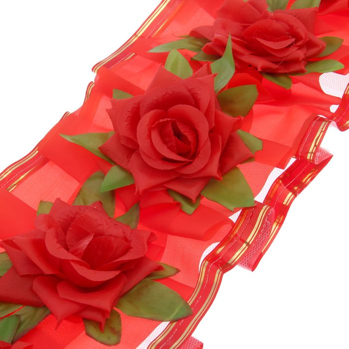 Украшение на капот "Лента и сердце", белый/красный, микс