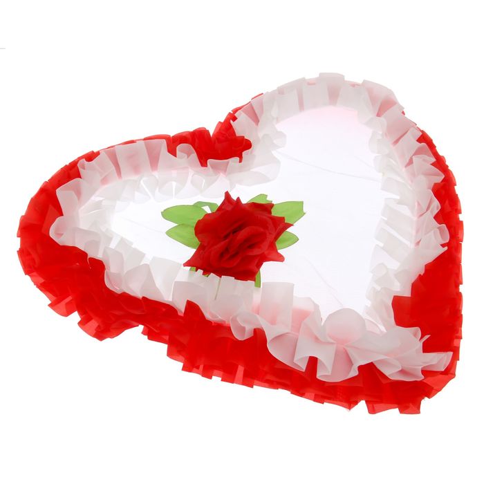 Украшение на капот "Лента и сердце", белый/красный, микс