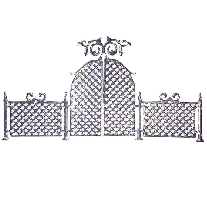 Фигурные вырубки "Ажурные ворота с забором" серебро голограф, 11,5х6 см, 3 шт