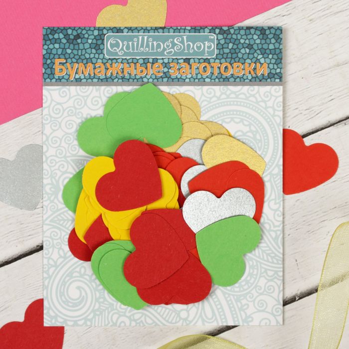 Бумажный декор "Сердца", 25 мм, 100 шт, МИКС