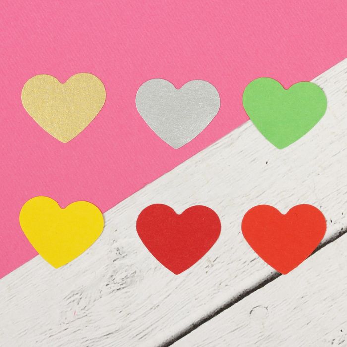 Бумажный декор "Сердца", 25 мм, 100 шт, МИКС