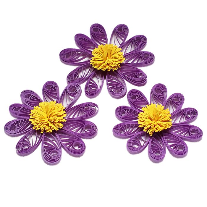 Квиллинг "Цветы", цвет: сиреневый, 35 мм, 3 шт
