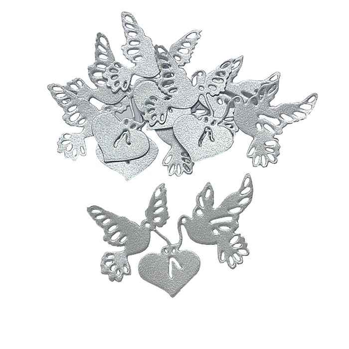 Фигурные вырубки "Голуби с сердцем", серебро, 6х4 см, 5 шт