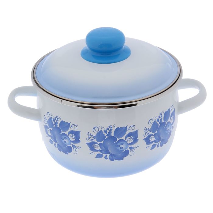 Кастрюля сферическая 2 л "Гжель", цвет белый