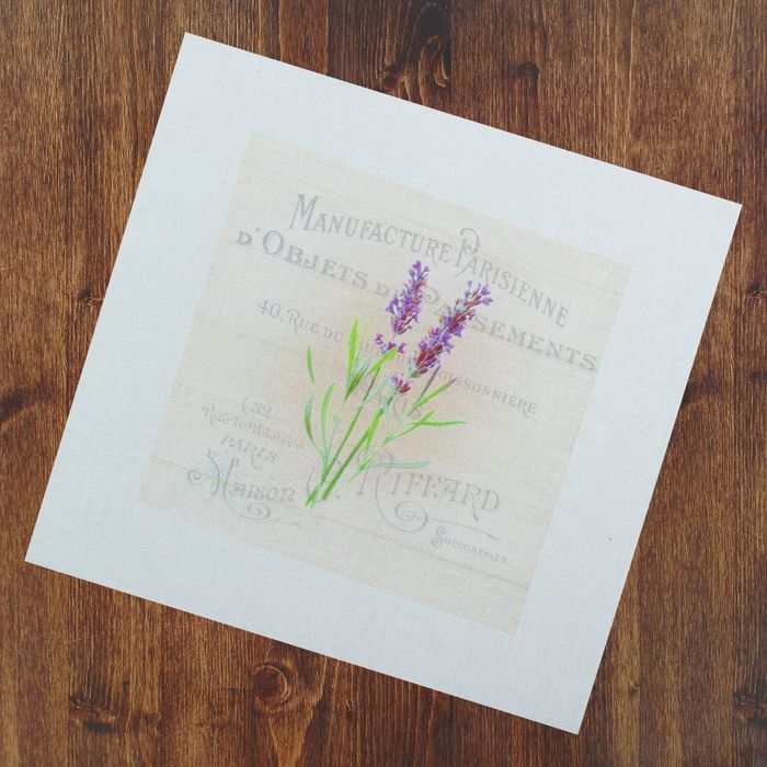 Купон с рисунком "Лаванда на бежевом", 20х20см, 120г/кв.м