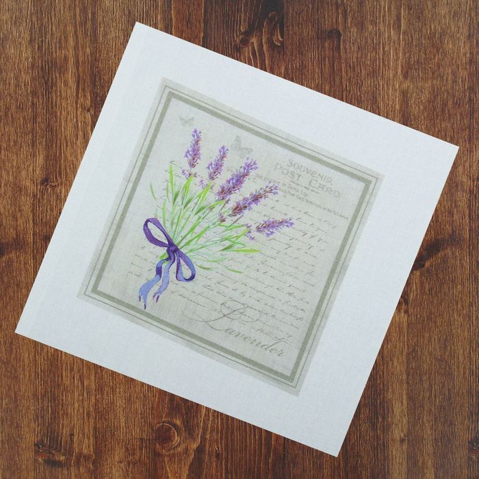Купон с рисунком "Лаванда в рамке", 20х20см, 120г/кв.м