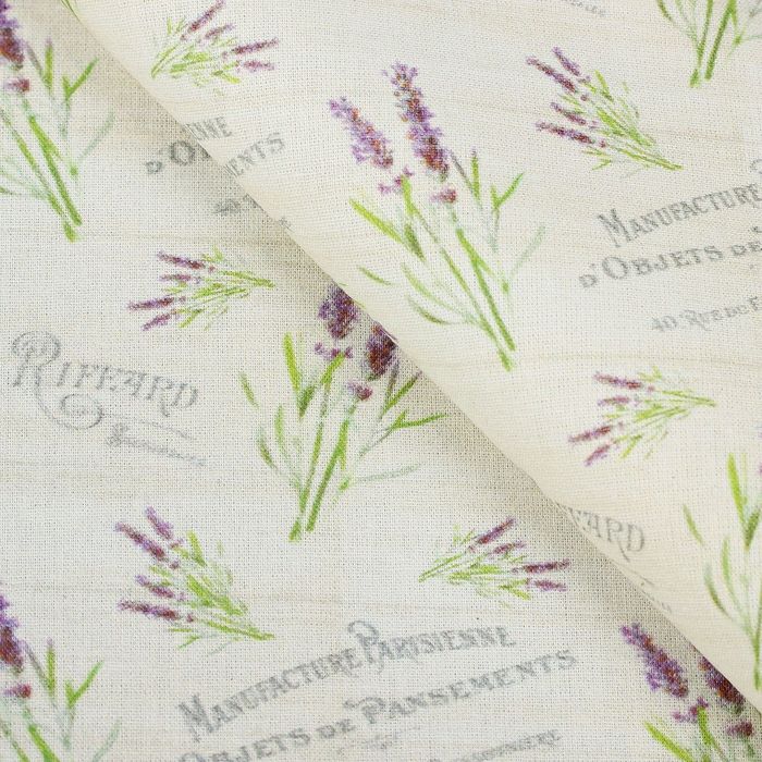 Ткань-компаньон к купонам для пэчворка "Лаванда на бежевом", 48х50см, 120г/кв.м