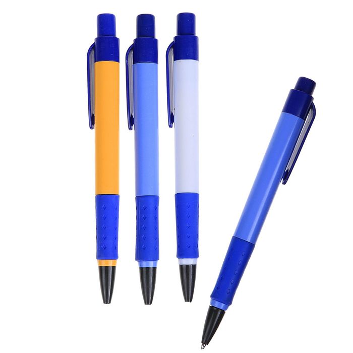 Набор ручек шариковых авт 04шт корпус МИКС с резиновым держателем стержень синий CALLIGRATA